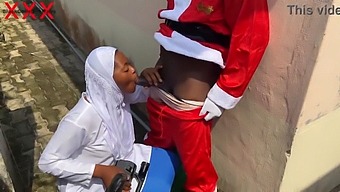 Steamy Christmas Encounter With Santa And A Seductive Hijab-Clad Woman. Subscribe For More.