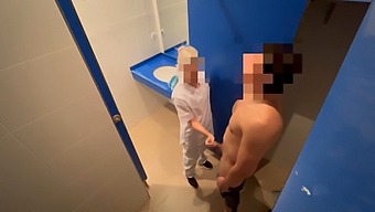 Blowjob And Handjob In The Gym Bathroom