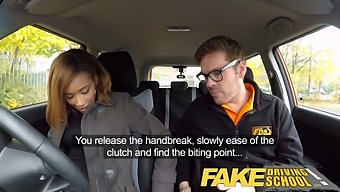 Young Ebony Gets A Free Lesson In Creampie At Fake Driving School