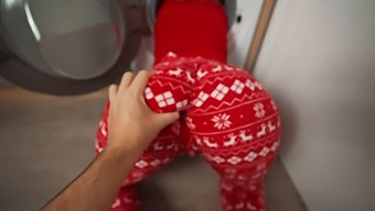 Step Mom Gets Trapped In Washer After Christmas Gift Leads To Erotic Encounter.