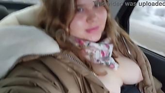 Fatty Babe With Huge Boobs Pleasures Herself In The Back Seat