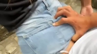 Young Couple'S Close Call In Public Place - Risky Teen Sex