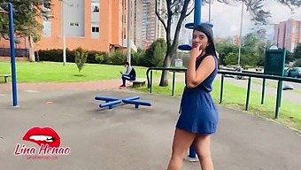 Tattooed Brunette Gets Surprised By Friend With Public Masturbation And Squirting