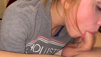 A Fair-Haired Beauty Gives A Messy Deepthroat To A Penis And Swallows The Semen