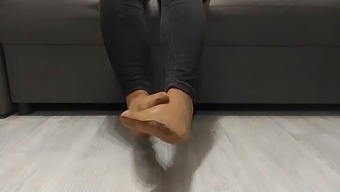Monika Nylon'S Evening Routine: Flaunting Her Shapely Legs In Sheer Nylon Hosiery