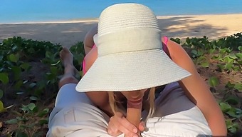 Russian Blonde'S Public Sex Adventure With Tattooed Partner On The Beach