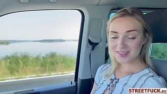 Blonde Bombshell Oxana'S Car Sex Adventure With Well-Endowed Stranger