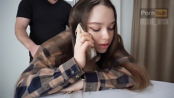 Brunette Teen Gets Fucked By Stepbrother During Phone Call